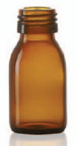 20 ml siroopfles, amber, type 3 geblazen glas